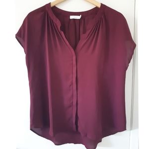 COPY - Lush wine hi-low Semi-sheer blouse size sm…